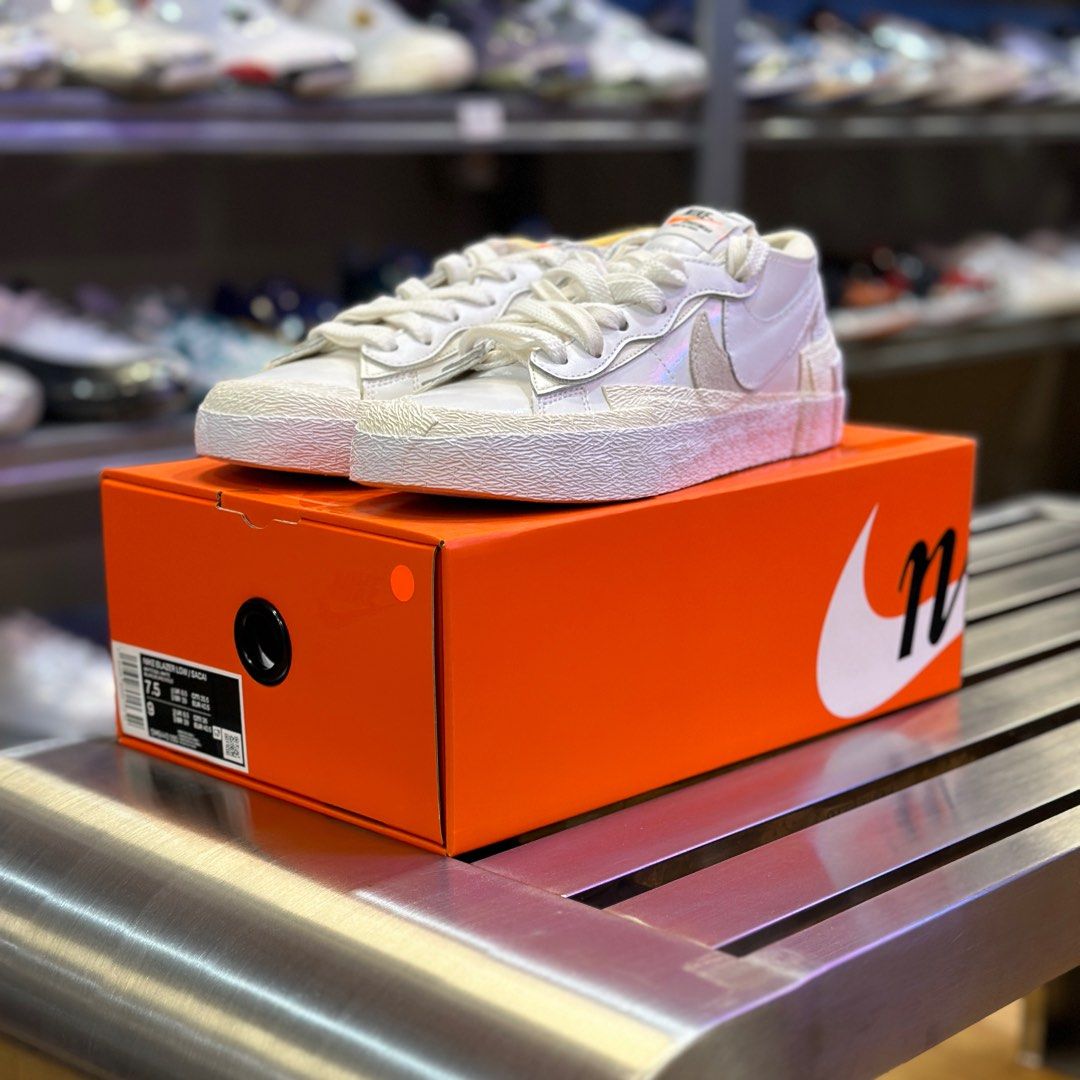 US7.5 NIKE SACAI BLAZER LOW PATENT WHITE Women s Fashion Footwear Sneakers on Carousell