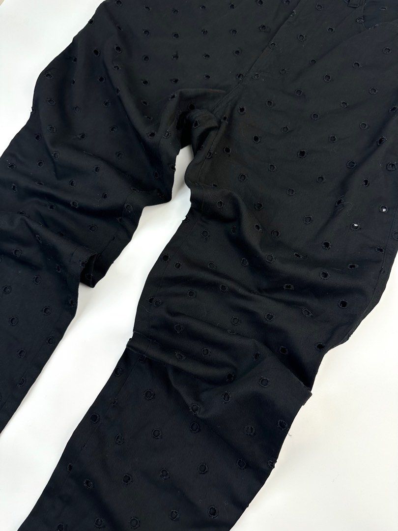 VERSACE Jeans Couture Eyelet Pants (Category: Luxury Apparel) located in Manila. Submitted by luvluxe.mnl (Listing ID 1334166153, Image 2). Description: Authentic Fits 25-26 waistline Excellent condition .