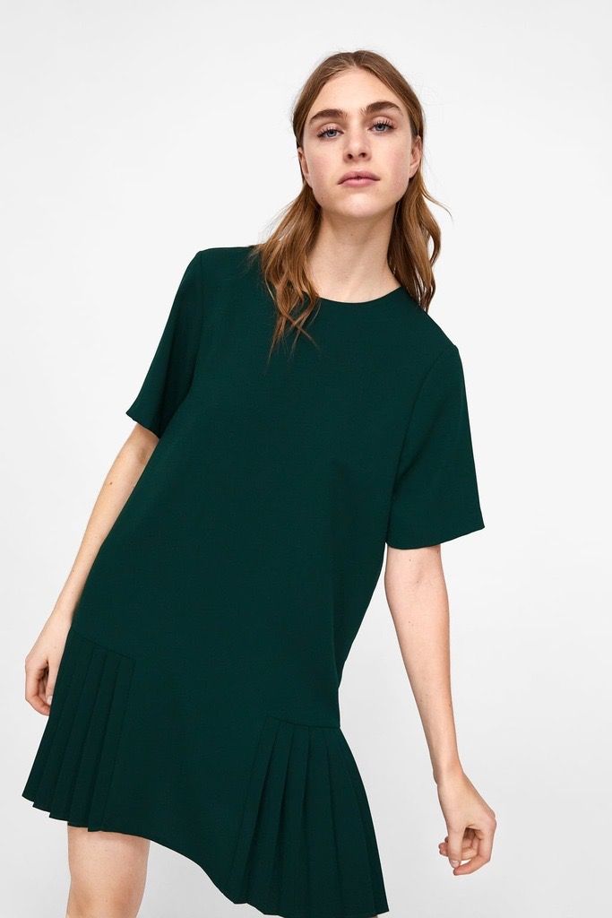 Zara Green Pleated Shift Mini Dress Size Medium, Women's Fashion, Dresses &  Sets, Dresses on Carousell