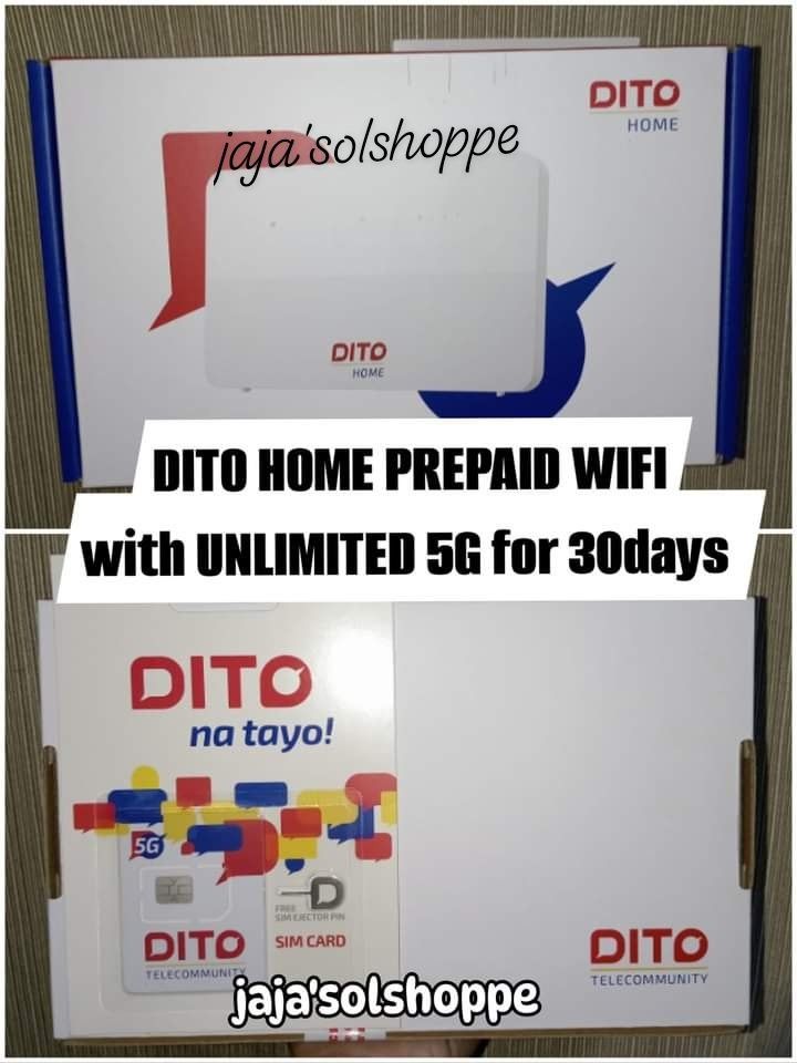 5G DITO HOME PREPAID WIFI (Category: Networking) located in Paranaque City. Submitted by jajasolshoppe (Listing ID 1337240076, Image 1). Description: 📶 DITO Home Prepaid Wi-Fi 5G 📶 ⭐ H151-370 ⭐ 🆕 BRAND NEW AND SEALED WITH UNLIMITED DATA FOR 30 DAYS Activate your Dito Home Prepaid Wifi 5G Modem 1️⃣ SIM Registration: Insert your DITO Home SIM Card in your mobile phone to register via the DITO App. 2️⃣ Insert your registered DITO HOME SIM Card in