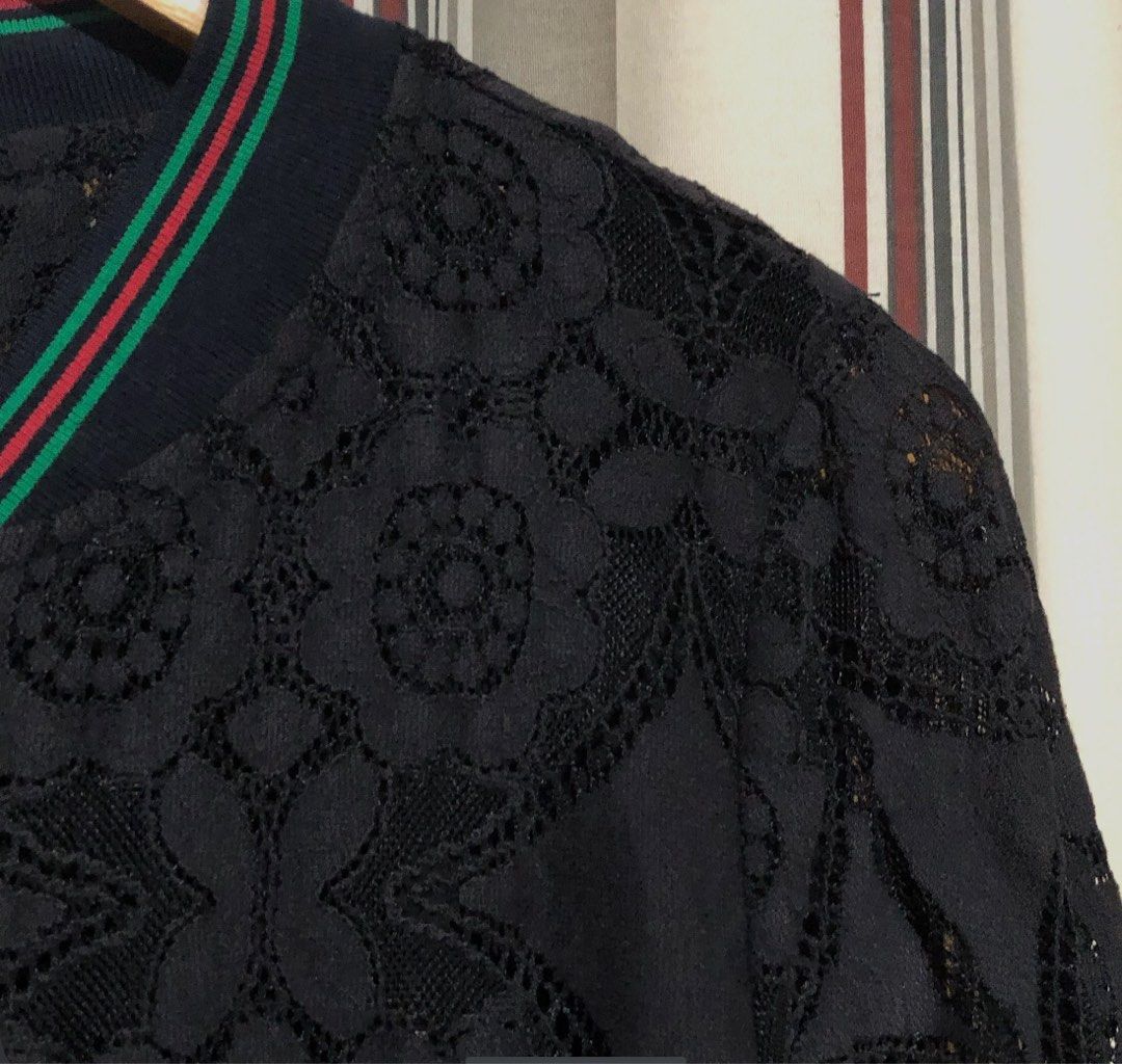 Black Lace Bomber Jacket Gucci Vibe