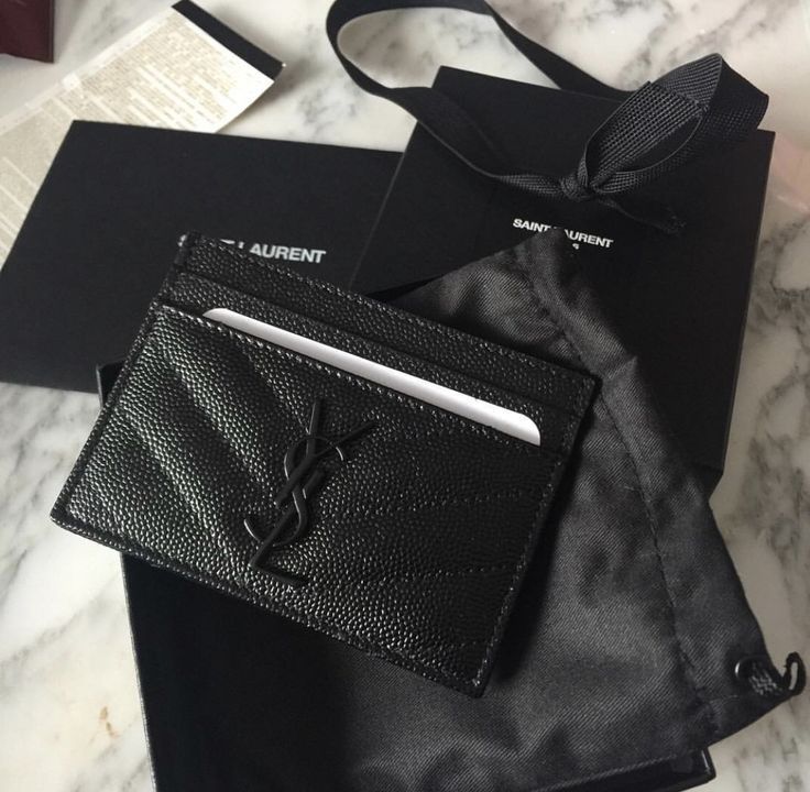 Ysl black on black card holder online