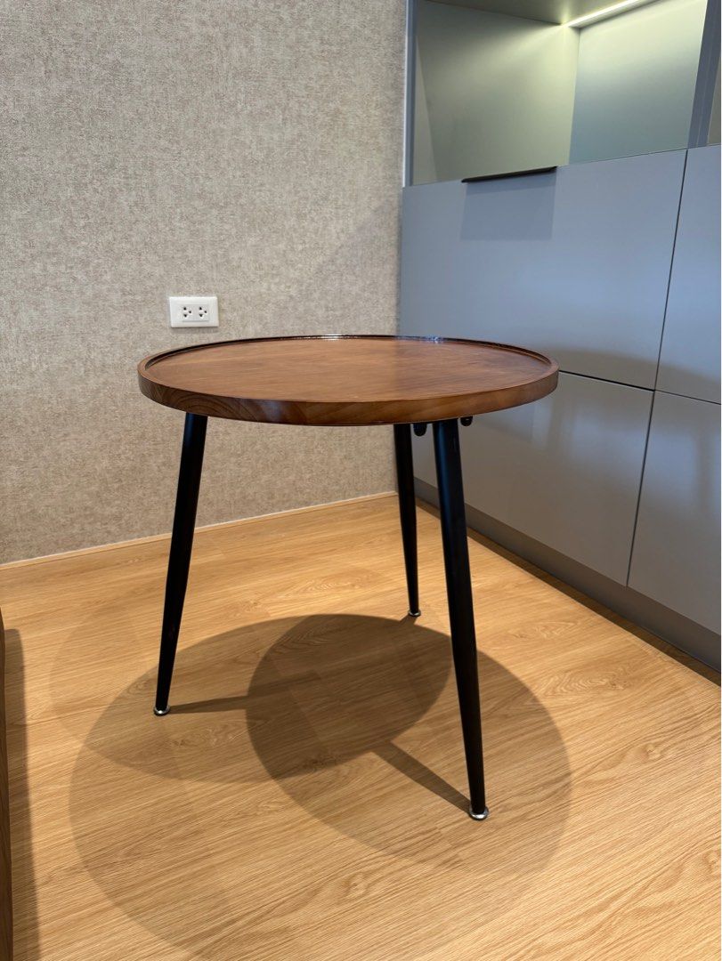 JOSH ACCENT TABLE W/ METAL IRON LEGS (Category: Tables & Sets) located in Quezon City. Submitted by rocketretailers (Listing ID 1337355360, Image 3). Description: **FOR PREORDER: ETA 6-8 weeks Diameter: 60cm Height: 60cm Walnut finish table top Iron metal legs .