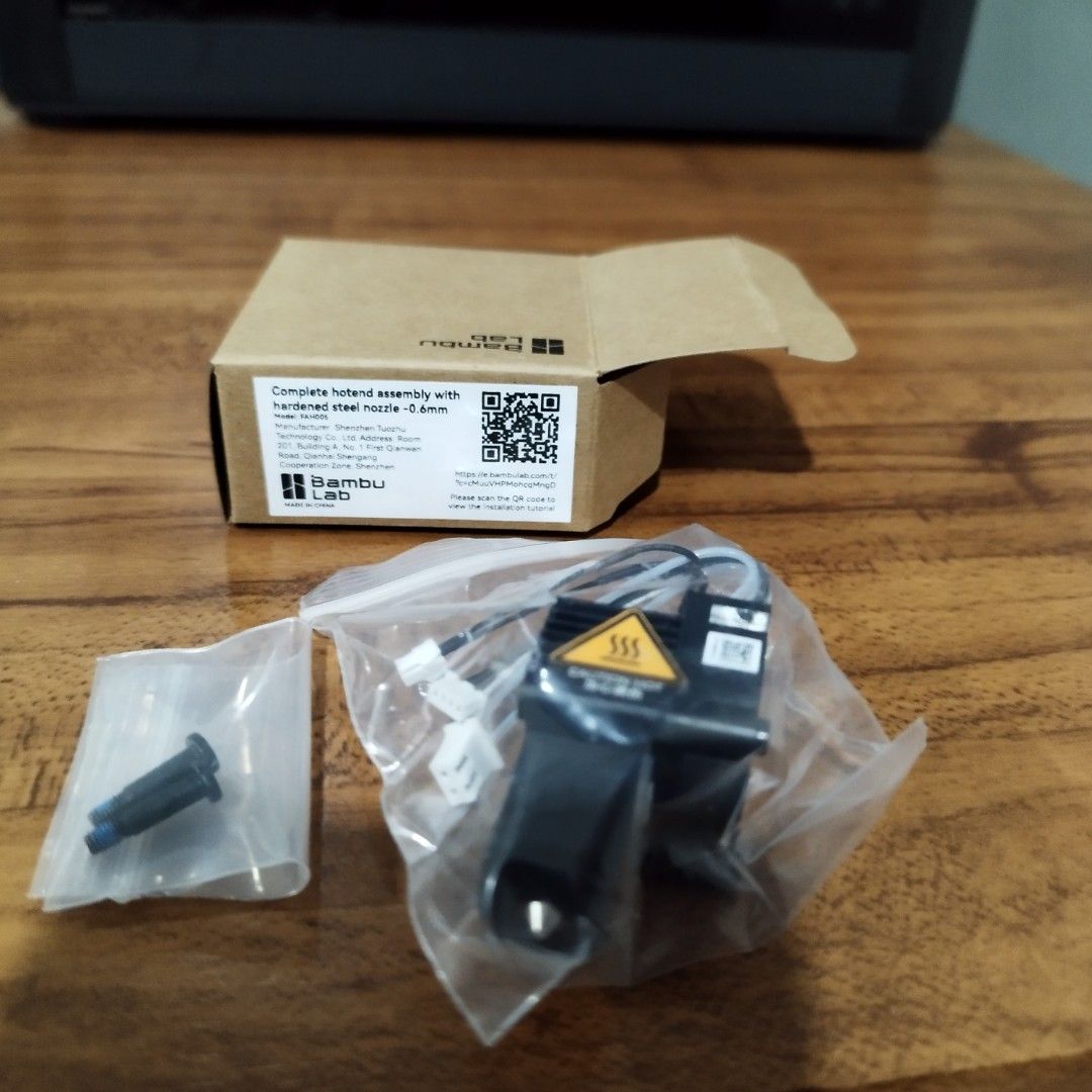 Bambu Lab -Complete HOTEND ASSEMBLY 0.6MM X1 Series (Category: Printers, Scanners & Copiers) located in Manila. Submitted by piyopiyo.piyopiyo (Listing ID 1337345551, Image 1). Description: complete hotend assembly 0.6mm for X1 series by Bambu Lab.