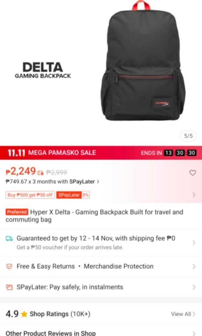 Delta bag (Category: Backpacks) located in San Juan City. Submitted by dollmac (Listing ID 1337356818, Image 1). Description: brandnew.