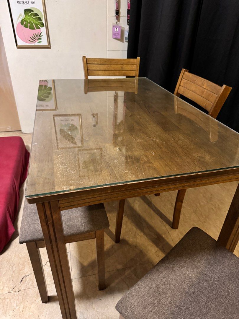 dinning table (Category: Other Home Furniture) located in Manila. Submitted by shemineforever (Listing ID 1337350121, Image 3). Description: for sale dinning table with top glass 4 seater pm lang po .