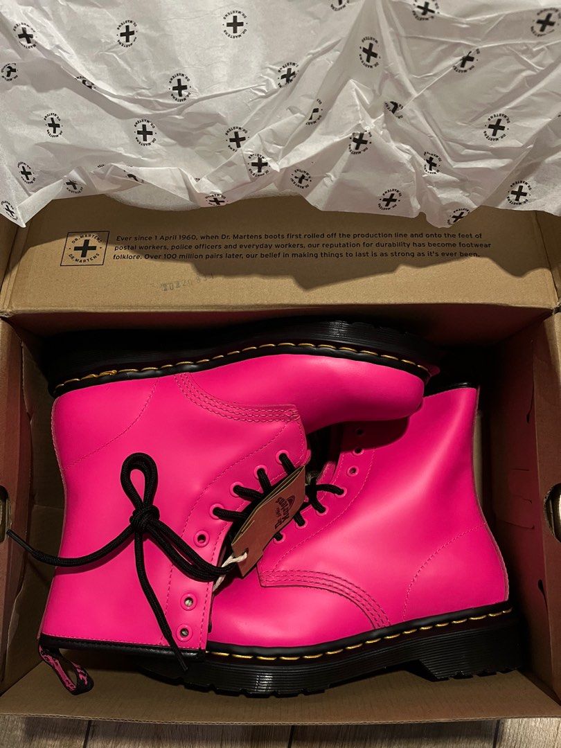 Dr. Martens 1460 Smooth Clash Pink Boots (Category: Boots) located in Manila. Submitted by 30secondstomas (Listing ID 1337372861, Image 2). Description: Brand New Dr. Martens 1460 Smooth Clash Pink Size US Womens 7 US Mens 6.