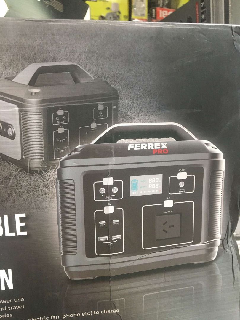 Ferrex Pro 600w Power Station (Category: Construction Tools & Equipment) located in Muntinlupa City. Submitted by aussie.surplustore (Listing ID 1337304972, Image 3). Description: ⚡NEW ARRIVAL⚡ Ferrex Pro 600w Power Station 🏷️Price: P8,500 Features: ⚡600W ⚡Pure sine wave ⚡Battery capacity: 409.6Wh (16Ah) ⚡USB C/A Output ⚡LED light with 3 modes ⚡Indoor and outdoor power use ⚡Connect your device (laptop, electric fan, phone, etc. ) to charge ⚡Char