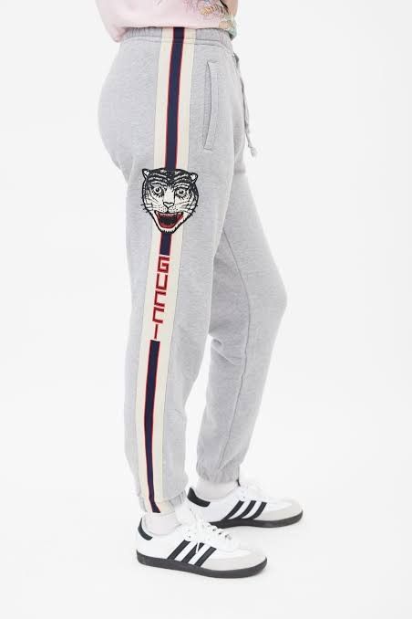Gucci side stripe applique sweat pants