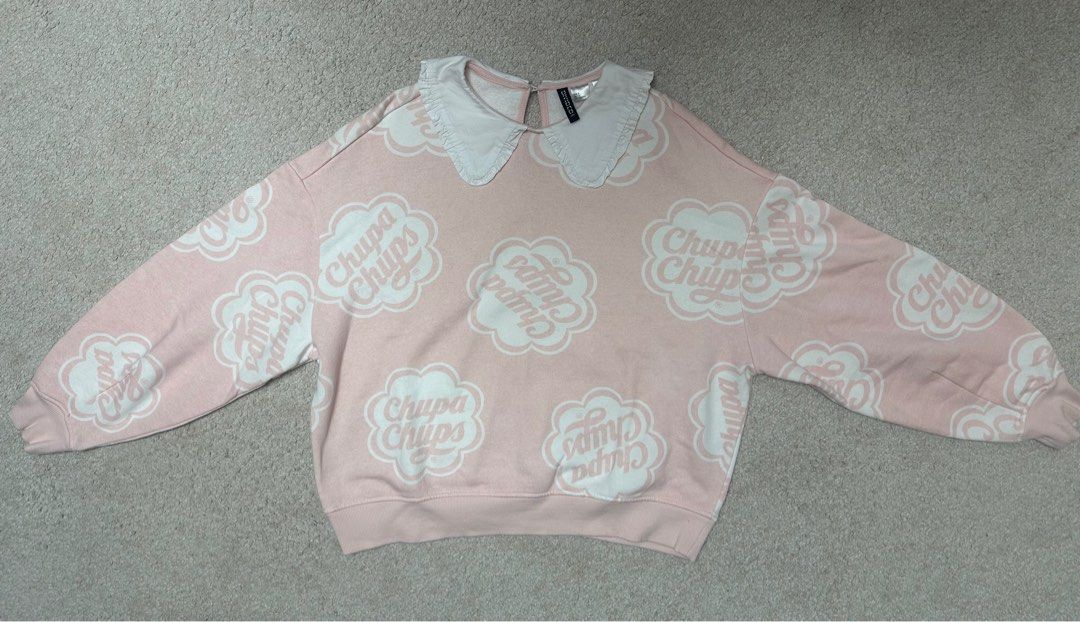 H&M collared sweatshirt Light pink/Chupa Chups long sleeve top for