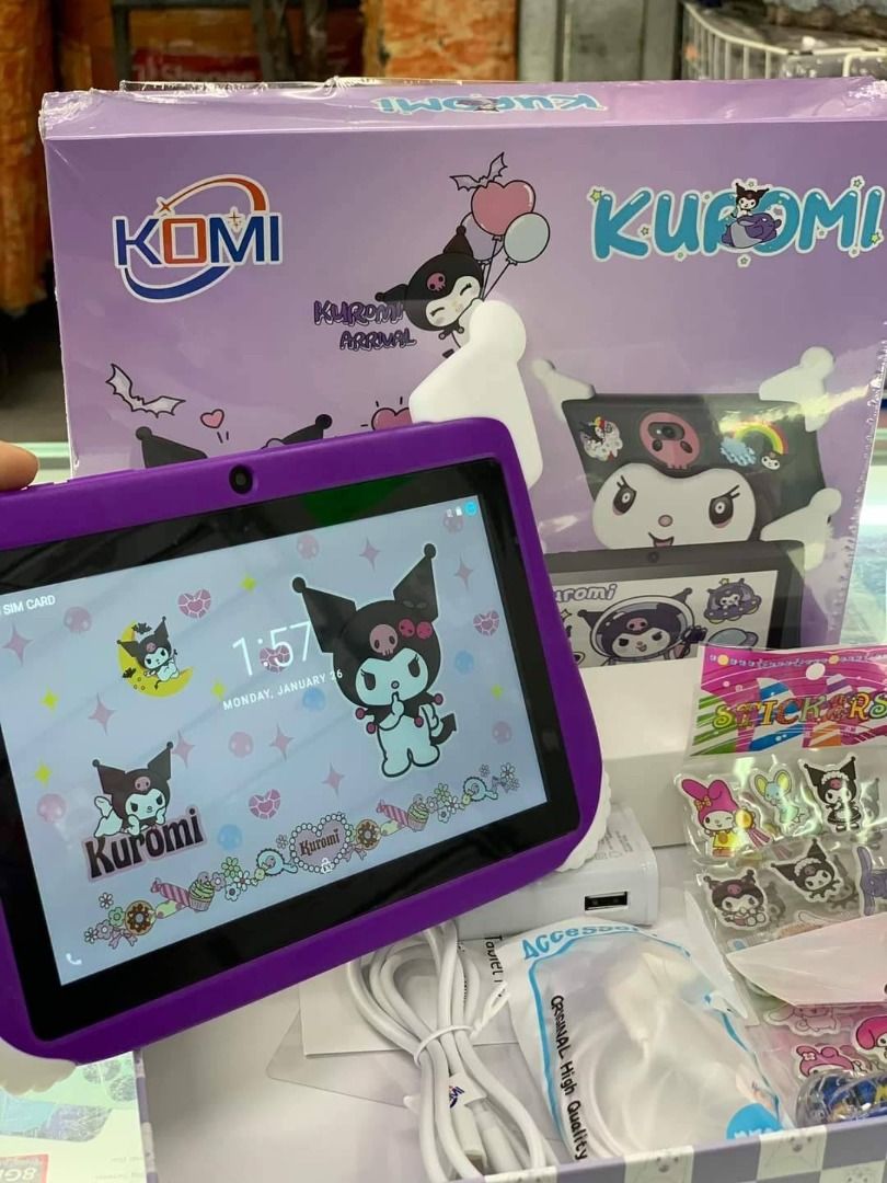 Kuromi Tablet (Category: Android) located in Manila. Submitted by yannieshop (Listing ID 1337280165, Image 3). Description: KOMI KUROMI TABLET for kids Available color : PINK PURPLE BLUE SPECS please see last photo..
