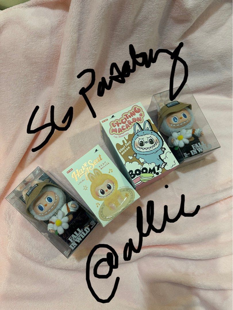 Labubu : V1 Macaron V2 Have A Seat (Category: Designer & Blind Box Toys) located in Quezon City. Submitted by alliepasabuysg (Listing ID 1332584815, Image 2). Description: ✨LABUBU : Pasabuy✨ Brand new in opened box/sealed foiled labubu macarons for sale. Only open box to check the cards. Limited stocks avail. 100% Authentic from Popmart SG 🇸🇬 Perfect item for gifts. Birthday , Christmas gifts etc! V1 MACARONS ✅Toffee 💰Php 1900 ❌Soymilk (Sold O