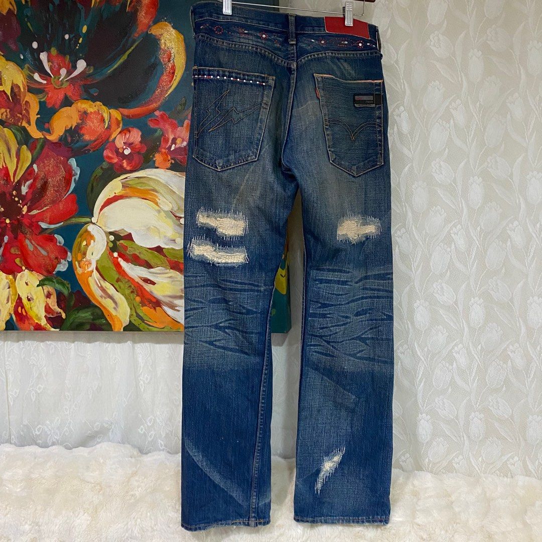 LEVI'S X FENOM Crush 7 505 日本製七代閃電藤原浩紅白鑽赤耳破壞牛王