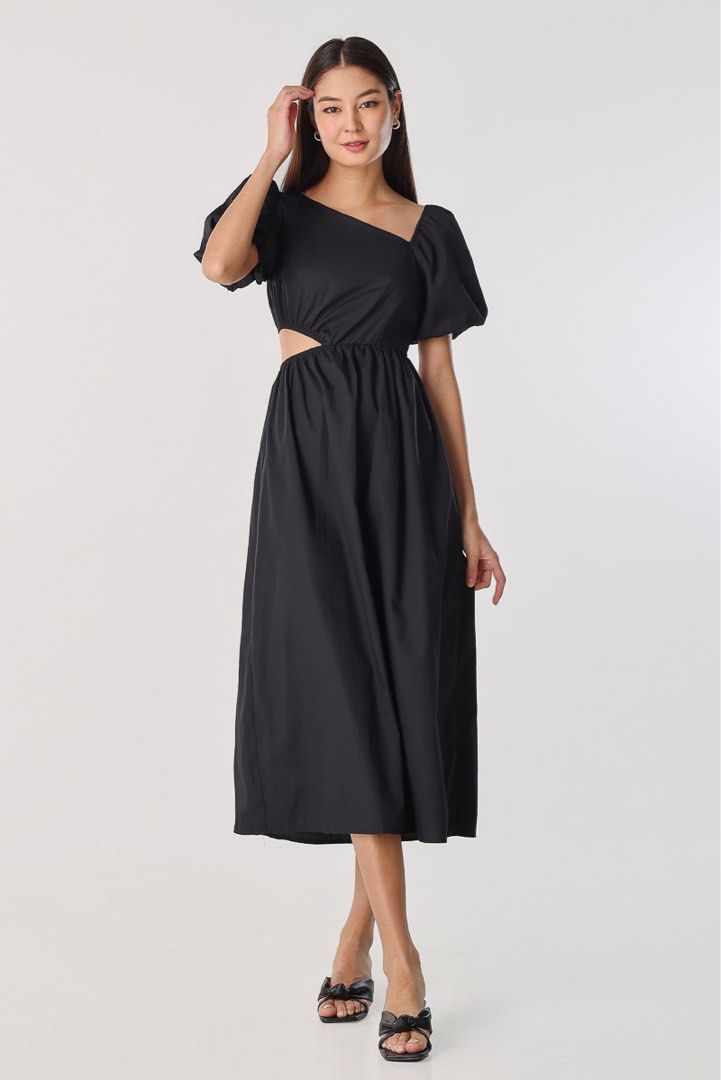 LOVET AMELIE ASYMMETRICAL CUT-OUT MAXI (BLACK), Women's Fashion, Dresses &  Sets, Dresses on Carousell