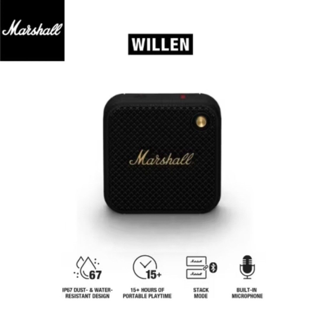 Marshall Willen Speaker (Category: Soundbars, Speakers & Amplifiers) located in Baguio. Submitted by dashoutlet (Listing ID 1337293841, Image 1). Description: Brand New Marshall Willen Speaker ON HAND •Bluetooth 5.1 •Waterproof •Supper Bass • Portable •15+ hours of Portable playtime Shipping fee - care of buyer courier - LBC and J&T.