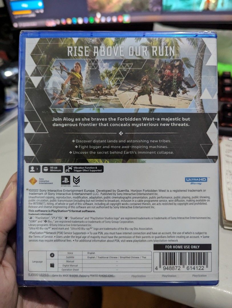 PS5 Horizon Forbidden West (Category: PlayStation) located in Taguig. Submitted by dorkoboy (Listing ID 1337384151, Image 2). Description: sealed bnew Ps5 Horizon Forbidden West price 2k meet up bgc.