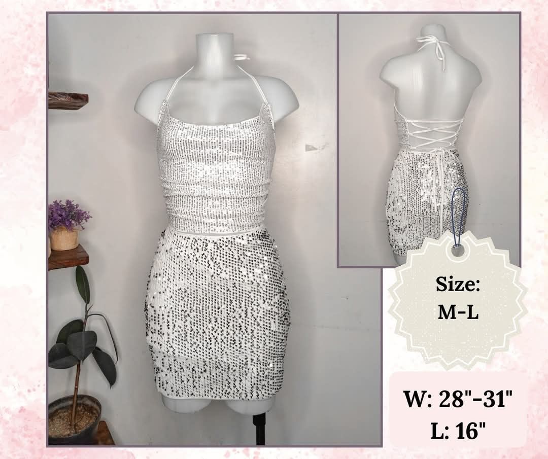 Sequins Backless Crisscross Back Top and Skirt Terno Coordinates Coords Set (Category: Sets or Coordinates) located in Calapan. Submitted by schrodingirl (Listing ID 1337351536, Image 1). Description: .
