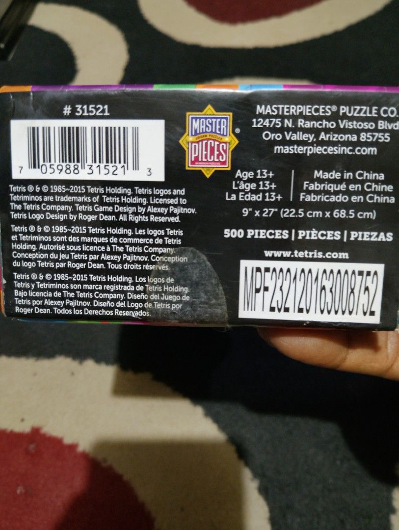 Tetris jigsaw puzzle (Category: Board Games & Puzzles) located in Manila. Submitted by boyhet.thrift15 (Listing ID 1337399104, Image 3). Description: Tetris (jigsaw puzzle) by master pieces gud condition selling 600.