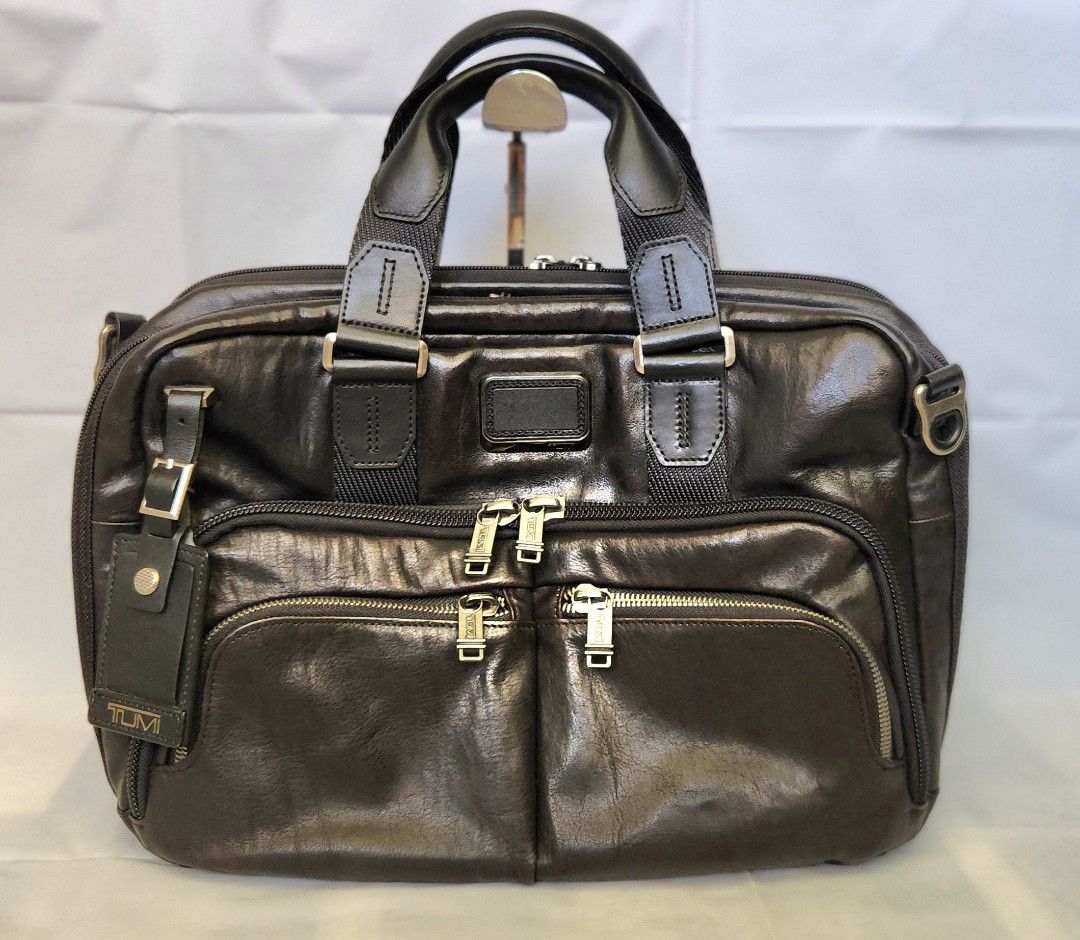 Tumi Alpha Bravo Albany Slim Commuter Brief Black Leather Men s Fashion Bags Briefcases on Carousell