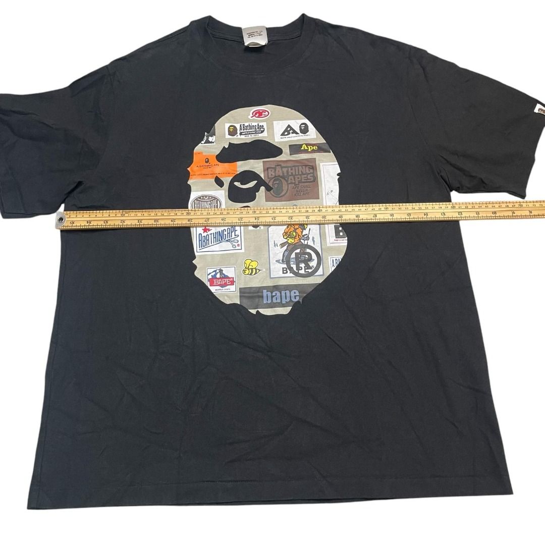 Vintage A Bathing Ape BAPE Big Ape Head Logo Black T Shirt Size XXL