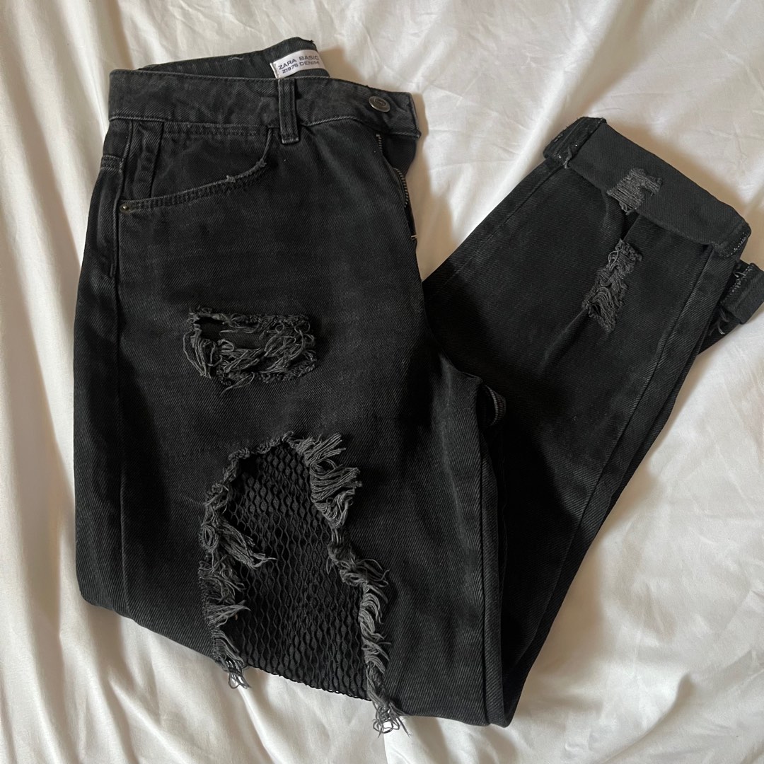 zara-black-fishnet-mom-jeans-women-s-fashion-bottoms-jeans-on-carousell