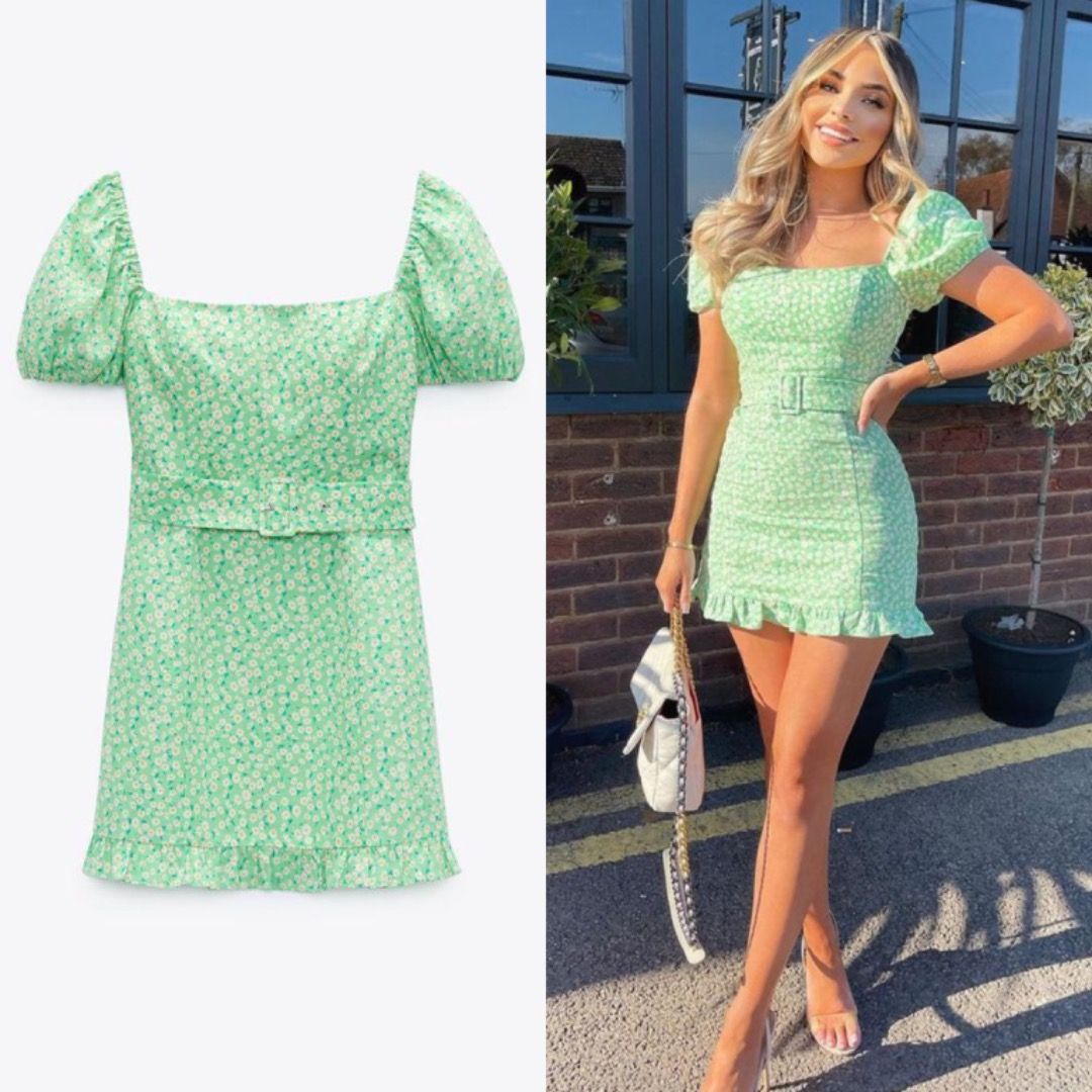 Zara Green Linen Viscose Blend Floral Print Mini Dress NWOT, Women's  Fashion, Dresses & Sets, Dresses on Carousell