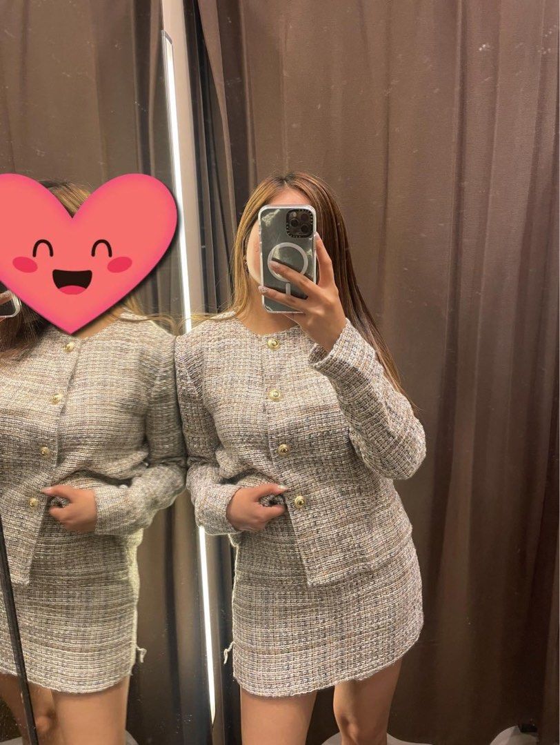 BNWT ZARA TWEED COORDS (TOP + SKORT) (Category: Sets or Coordinates) located in Paranaque City. Submitted by teamjasny (Listing ID 1337240613, Image 1). Description: BRAND NEW WITH TAG TOP - Small SKORT- XS .
