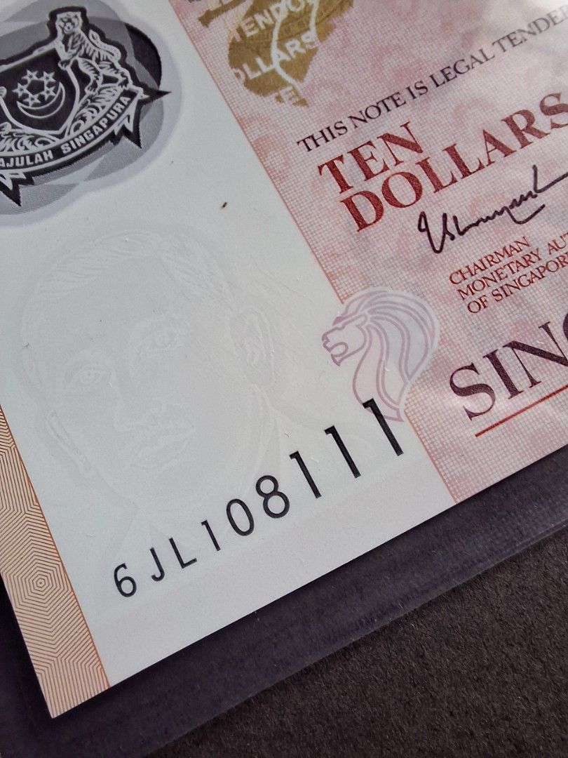 108111 豹子号$10 Singapore currency ten dollars portrait polymer banknote  notes,nice fanciful number, 新加坡十元尤索夫头像, Hobbies & Toys, Memorabilia &  Collectibles, Currency on Carousell