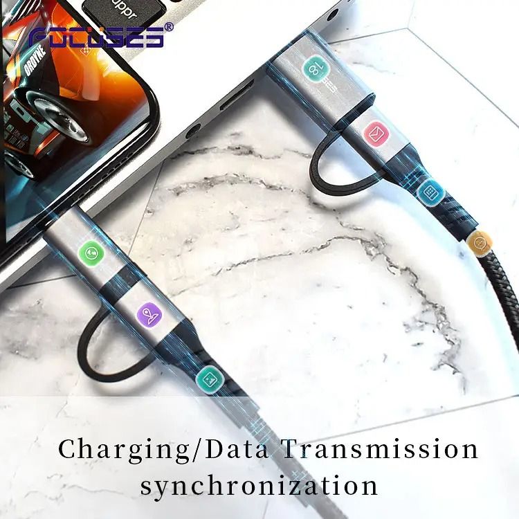 通用 4 合 1 多 USB 數據同步和充電適配器電纜，Lightning、USB Type-C、USB 連接器端口 rttckp ...