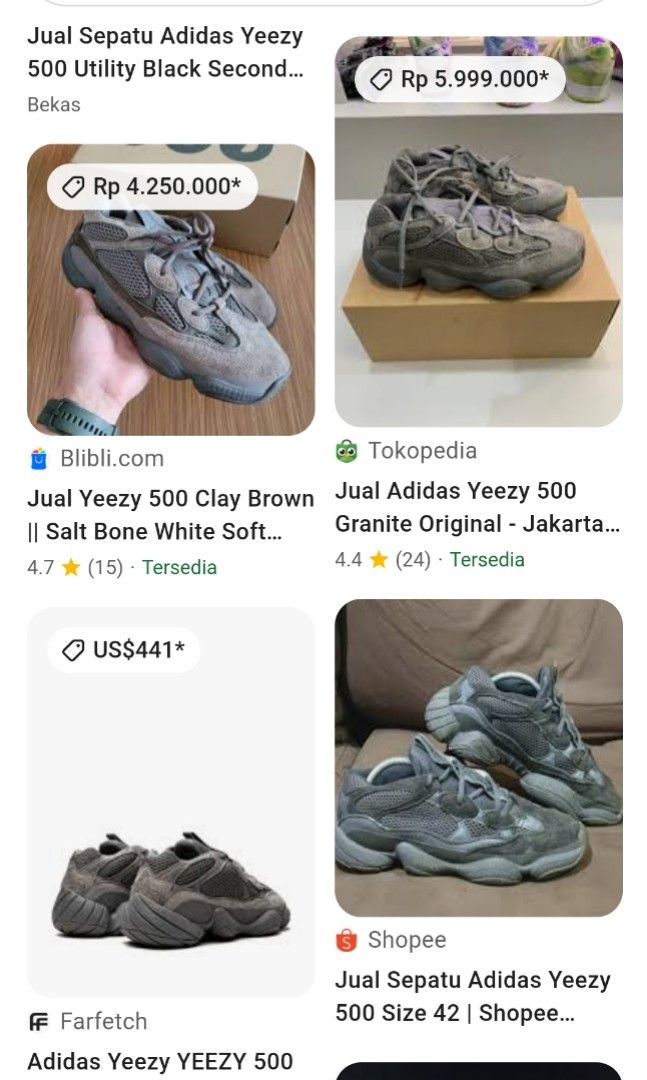 Adidas Yeezy 500 Granite Sneakers Fesyen Pria Sepatu Sneakers di Carousell