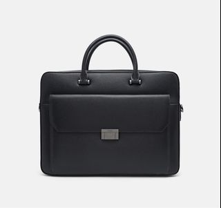 Pedro Henry Textured Leather Briefcase Black Leather Laptop Bags Men s Fashion Bags Briefcases on Carousell