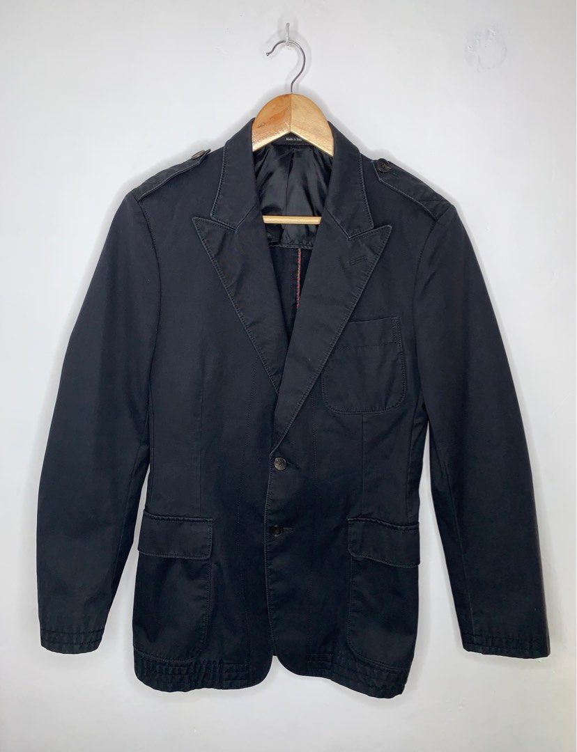 Gucci By Tom Ford Era (Category: Luxury Apparel) located in Binan City. Submitted by hybrid_archival_theory (Listing ID 1337433414, Image 1). Description: Gucci Jacket Tom Ford Era Vintage Size: 46R On tag i just think if its Small size Dimes: 🔽🔽🔽 Bust: 19" Length: 30" Waist: 17" Shoulders: 16" Sleeve Length: 24" Please Check Detailed Photos Posted For Your Referenfe Thanks .