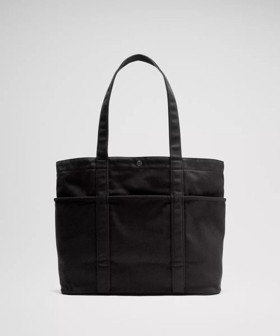 Lululemon Daily Multi Pocket Canvas Tote Bag 20L Logo All Black Women s Fashion Bags Wallets Tote Bags on Carousell