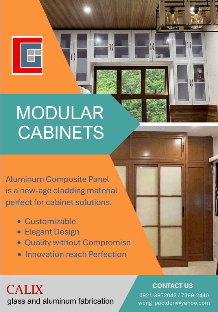 Modular Cabinets (Category: Construction & Building Materials) located in Antipolo. Submitted by eppcom (Listing ID 1337506603, Image 1). Description: Modular Cabinets - ACP Aluminum Composite Panel - price is base in actual measurement and design - free estimate.