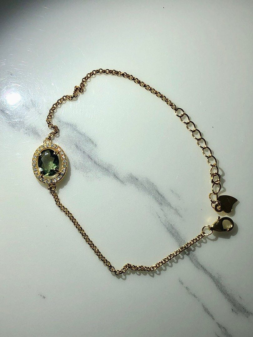 Moldavite Bracelet gold plated s925 (Category: Precious Stones) located in Pasig City. Submitted by yvesaintlaurent (Listing ID 1337492276, Image 3). Description: Moldavite bracelet gold plated s925 🪬Free Manifestation oil 🪬Angelic Reiki imbued ✨.