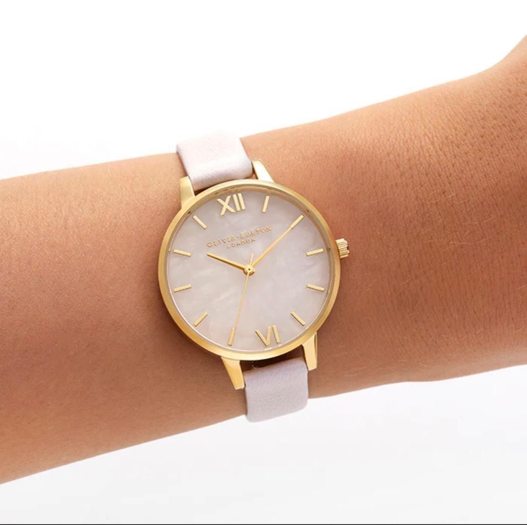 Olivia Burton Semi Precious Rose Quartz watch BLOSSOM GOLD 100 Leather Lilac Strap Luxury Watches on Carousell