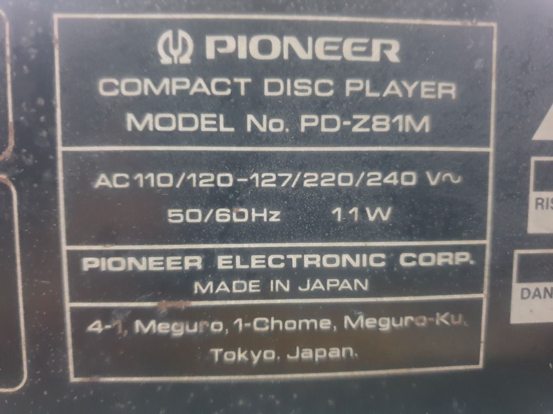 Pioneer CD Player Audiophile Vintage (Category: Other Audio Equipment) located in Manila. Submitted by jake.jake6 (Listing ID 1337561440, Image 1). Description: Pioneer Multiplayer CD audiophile vintage collectible 220V works well very rare. MADE IN JAPAN. Disc format: CD (6 disc multi play) Frequency response: 4Hz to 20kHz Signal to Noise Ratio: 98dB Channel separation: 95dB With REMOTE CONTROL.