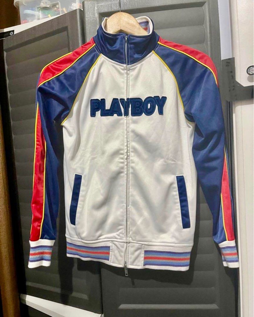 Playboy Track Jacket (Category: Activewear) located in Pateros City. Submitted by sleepyguy12 (Listing ID 1337544408, Image 1). Description: M on tag but it’s really XS.