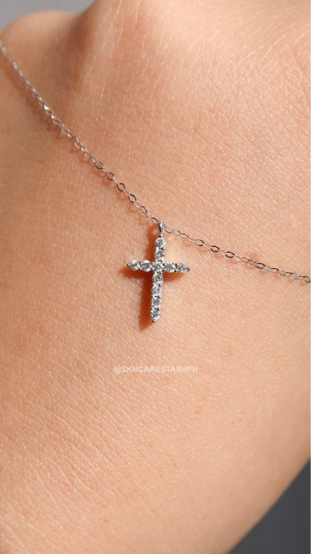 RESTOCKED! Small Cross Diamond Necklace (Category: Necklaces) located in Manila. Submitted by skncarestashph (Listing ID 1337471955, Image 1). Description: ✨ Small Cross Diamond Necklace 📌 0.100 tcw 📌 0.48g 📏 45cm 💎 Natural/Earth mined diamond 🇯🇵 Japan Setting 💎 18k White Gold 📌 ON HAND AND READY TO SHIP! 📧 DM to order!.