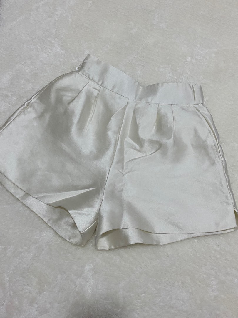 White satin shorts