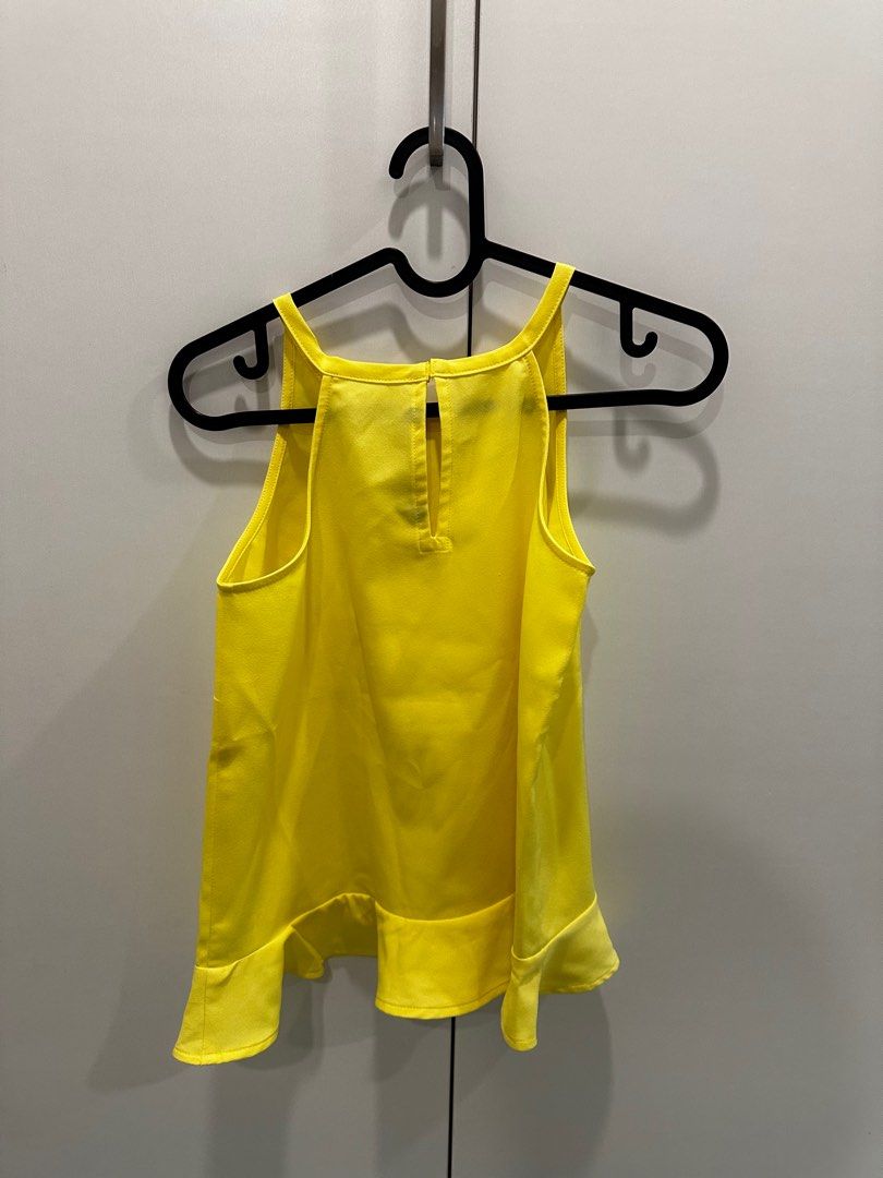 Yellow Halter Top (Category: Sleeveless) located in Quezon City. Submitted by declutter___mnl (Listing ID 1337562116, Image 2). Description: Brand: ForMe Size: xxs eur 32.