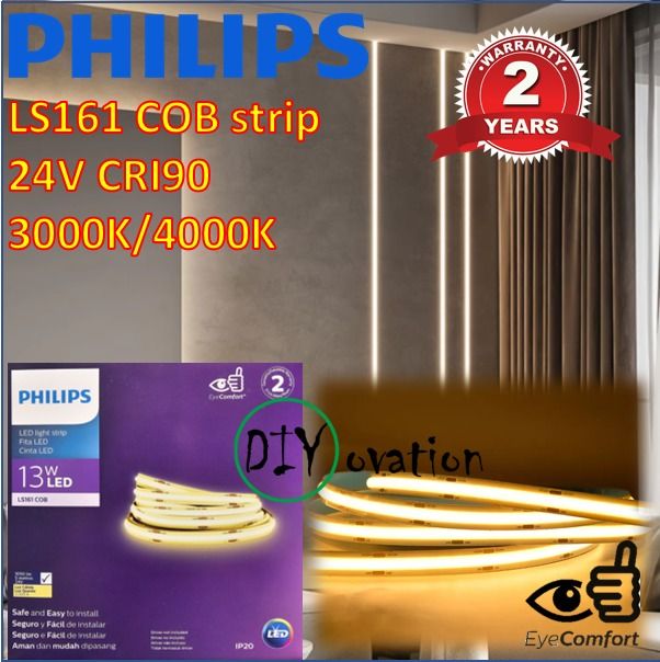 [2yrs warranty] Philips LS161 24V COB LED strip/ Continuous no dot LED ...