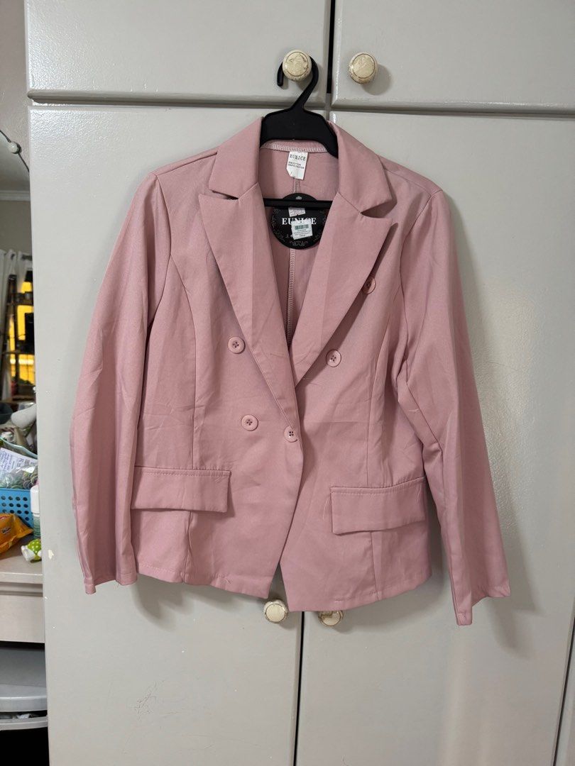 Blazer and Pants Set (Category: Coats, Jackets and Outerwear) located in Pasig City. Submitted by heydeclutterist2nd (Listing ID 1337641774, Image 3). Description: Powder pink blazer and pants set. Fits small-medium .