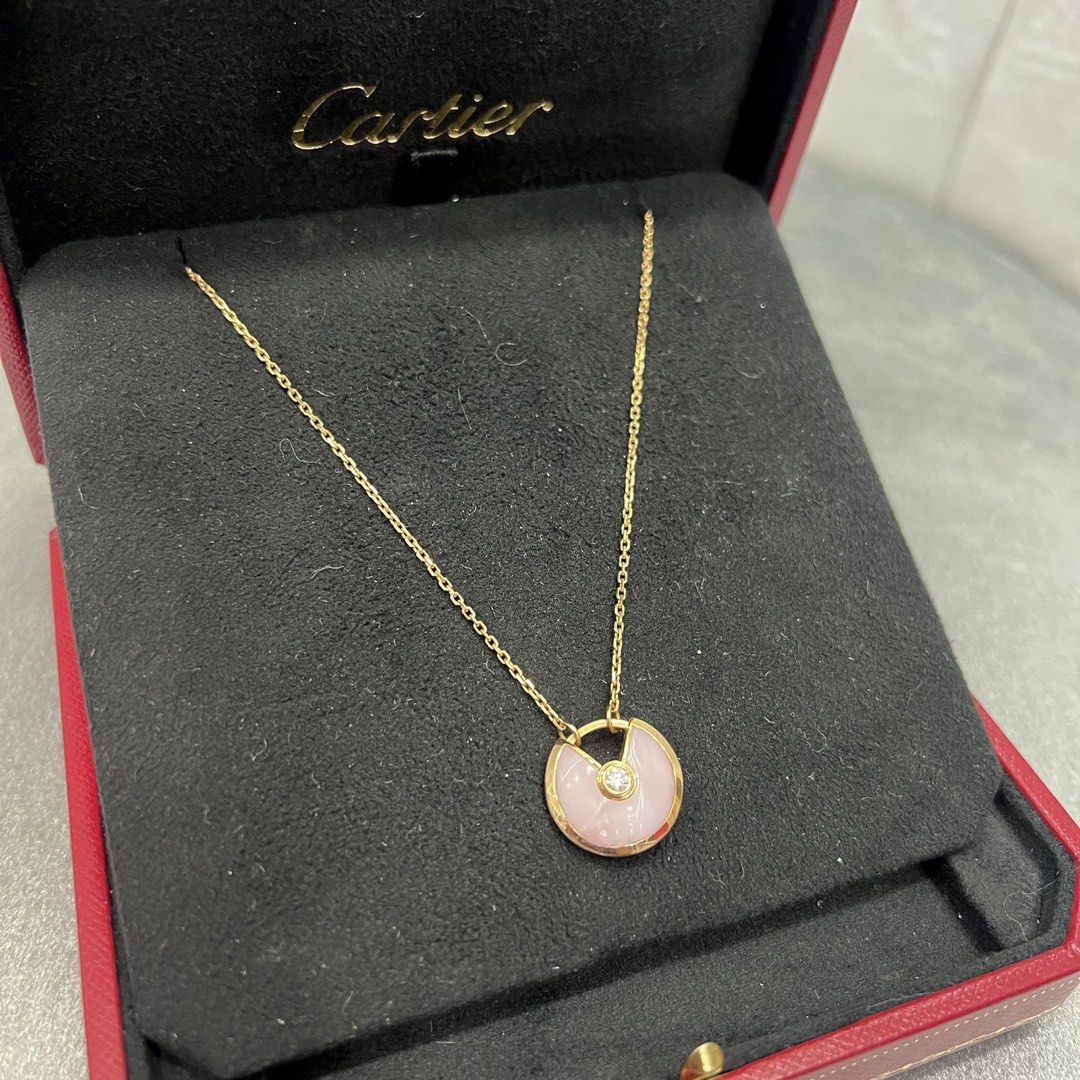 Cartier amulette necklace pink opal clearance