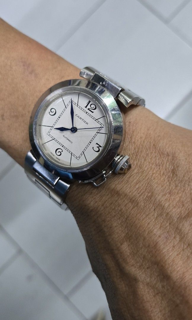 Cartier pasha (Category: Men's Watches) located in Caloocan City. Submitted by thegreat. (Listing ID 1337638908, Image 2). Description: good running condition all stainless steel [[ not for sensitive people ]] bracelet came from other watch all solid link bracelet original pls double check photo attached for the issue of appearance swiss eta engine automatic movement swiss as is only ( 50. k. salute).