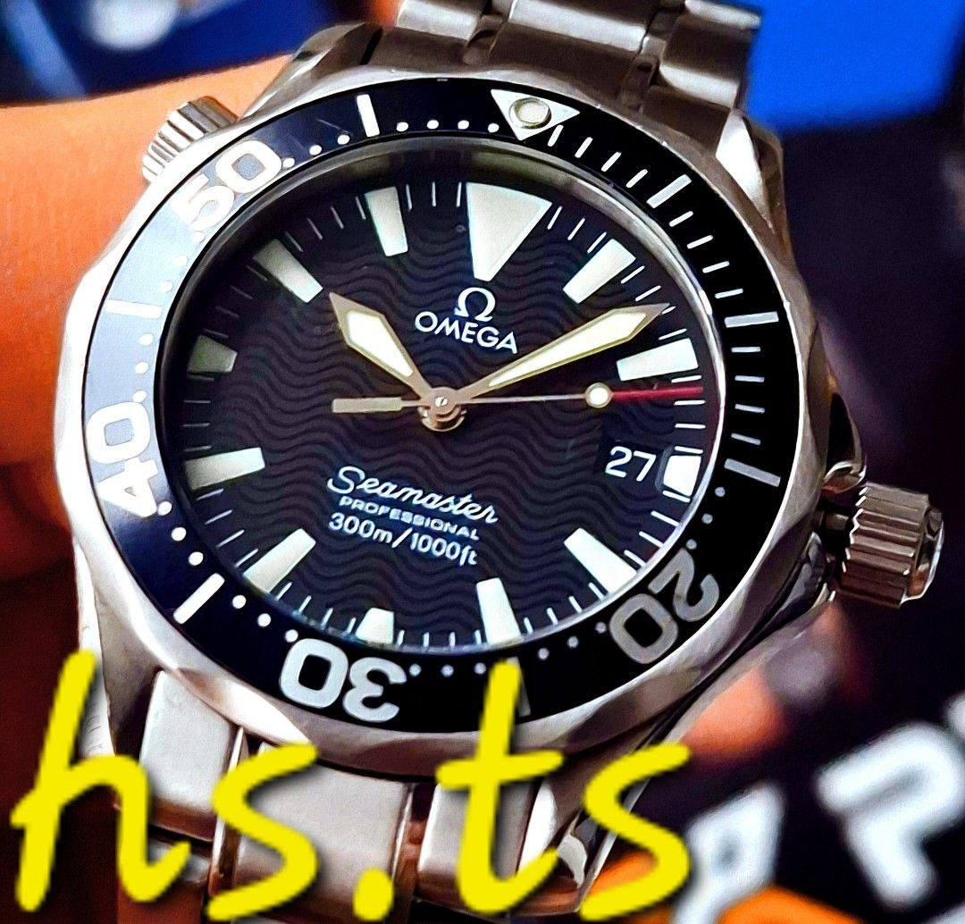 CHEAPEST 36mm Omega Seamaster Black Wave Dial Quartz Divers Watch Discontinued