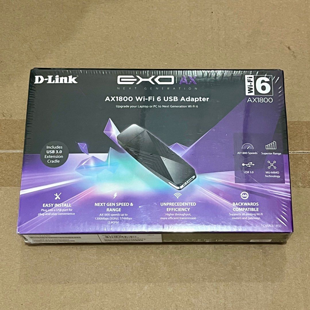 D-Link AX1800 Wi-Fi 6 USB Adapter (Category: Networking) located in Muntinlupa City. Submitted by carlos_g (Listing ID 1337638731, Image 1). Description: Brand New Selling below SRP RFS: Won from an IT event raffle .
