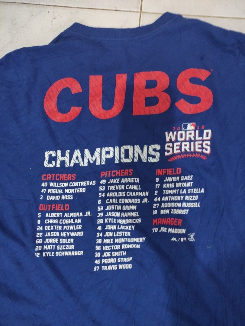 Majestic Chicago Cubs Shirt (Category: Tshirts & Polo Shirts ) located in Bacolod City. Submitted by lilhak (Listing ID 1337590163, Image 2). Description: - Size XL - Minor issue Hairline on the print.