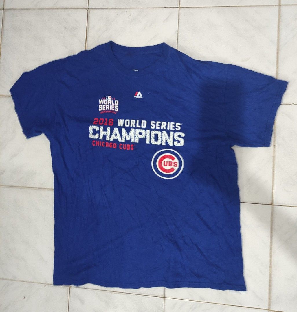 Majestic Chicago Cubs Shirt (Category: Tshirts & Polo Shirts ) located in Bacolod City. Submitted by lilhak (Listing ID 1337590163, Image 1). Description: - Size XL - Minor issue Hairline on the print.