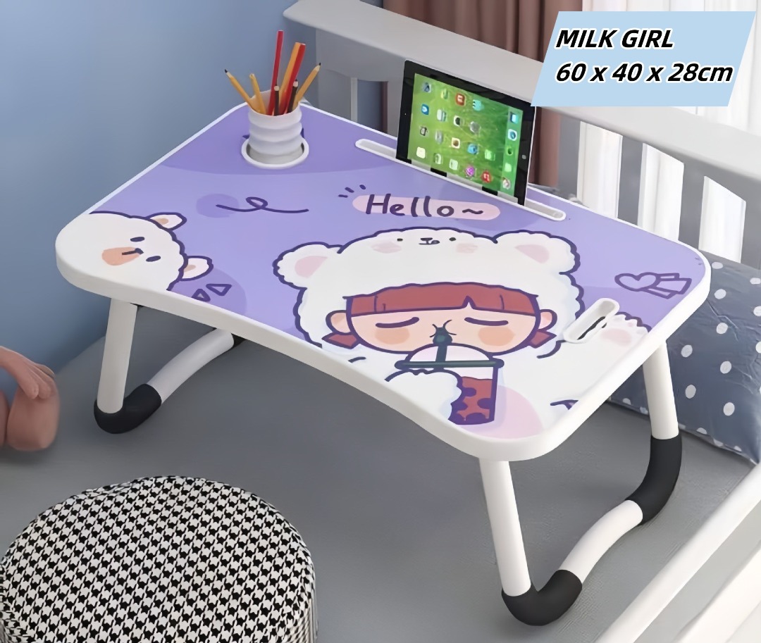 Milk Girl Foldable Table Anti-slip Bed Mini Table Laptop Study Table ...